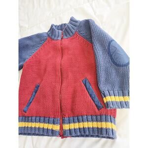 Vtg Y2K GAP 3T Knit Sweater Zip Up Elbow Patches Grandpa Boy Toddler Casual